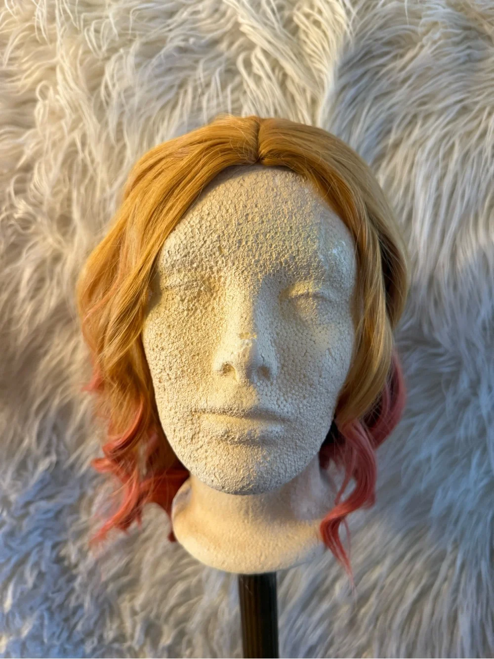 Blonde to Coral Ombre Wavy Women's Synthetic Wig